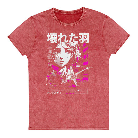 [ID: 462-G87] Anime Broken Wings - Neon Japanese Style Unisex Denim T-Shirt