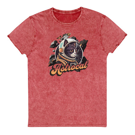[ID: 462-G108] Astrocat - Retro graphic Unisex Denim T-Shirt