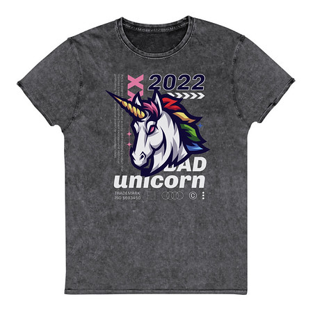 [ID: 462-G128] Bad Unicorn - Horse Unisex Denim T-Shirt