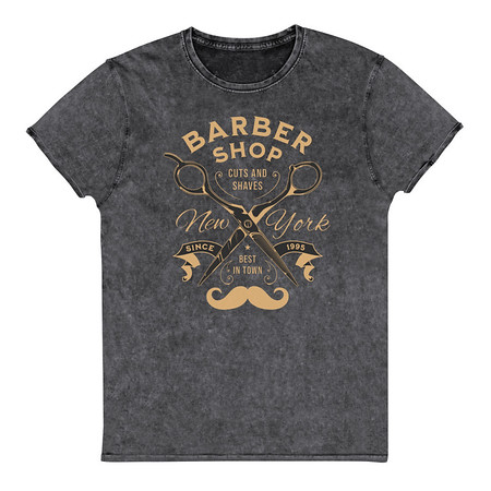 [ID: 462-G139] Barber Shop Cuts & Shaves - Scissor Unisex Denim T-Shirt