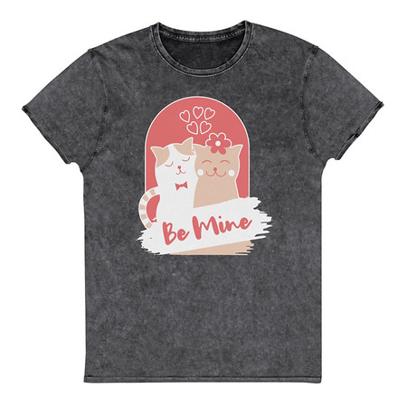 [ID: 462-G157] Be Mine - Cute Cat Couple Unisex Denim T-Shirt