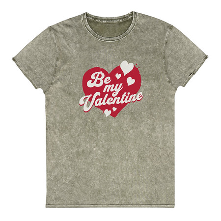 [ID: 462-G158] Be my Valentine - Love Heart Unisex Denim T-Shirt