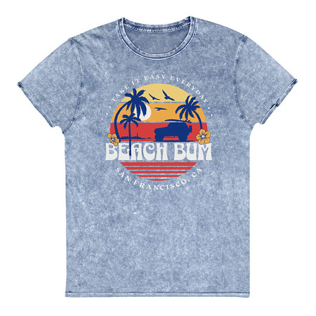 [ID: 462-G164] Beach Bum - Sunset Surfing Unisex Denim T-Shirt