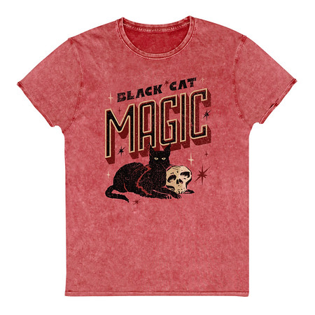 [ID: 462-G214] Black Cat Magic Unisex Denim T-Shirt