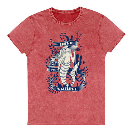 [ID: 462-G241] Blue Mermaid - Nautical Unisex Denim T-Shirt