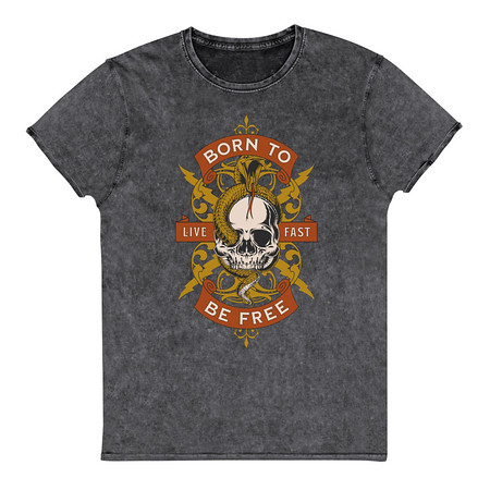 [ID: 462-G259] Born To Be Free - Skull Unisex Denim T-Shirt