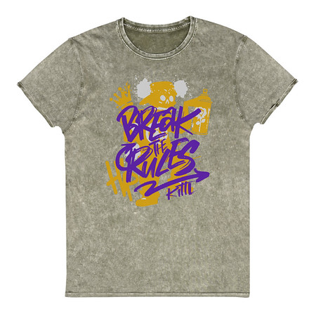 [ID: 462-G282] Break the Rules Graffiti - Spray Paint Unisex Denim T-Shirt