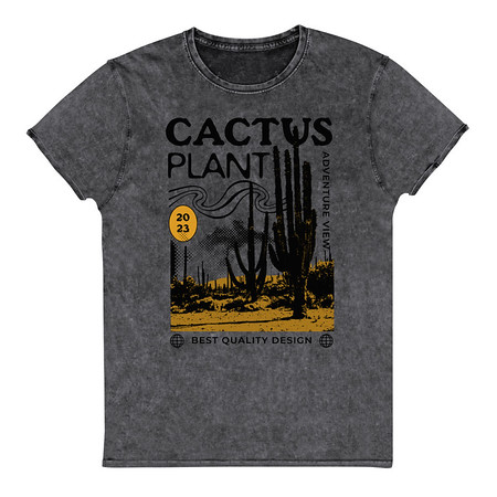 [ID: 462-G304] Cacus Plant - Desert Unisex Denim T-Shirt