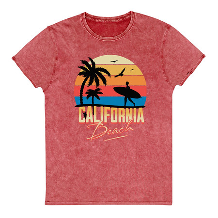 [ID: 462-G312] California Beach - Retro Surf Unisex Denim T-Shirt