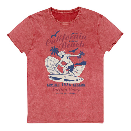 [ID: 462-G313] California Beach Surfing Unisex Denim T-Shirt
