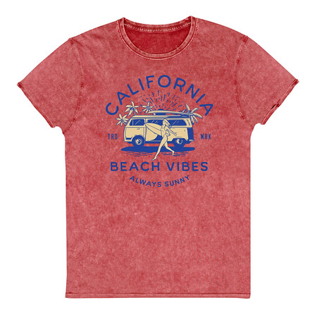 [ID: 462-G314] California Beach Vibes - Retro Camper Van Unisex Denim T-Shirt