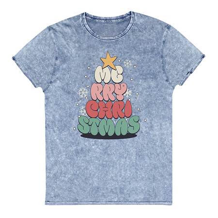 [ID: 462-G334] Cartoony Christmas Tree Unisex Denim T-Shirt