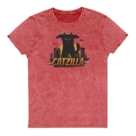[ID: 462-G350] Catzilla - Funny Comic Animal Unisex Denim T-Shirt