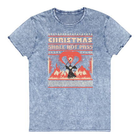 [ID: 462-G375] Christmas Shall Not Pass - Flaming Wizard Unisex Denim T-Shirt