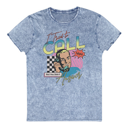 [ID: 462-G383] Classic Retro Illustrative Portrait Men Calling Unisex Denim T-Shirt