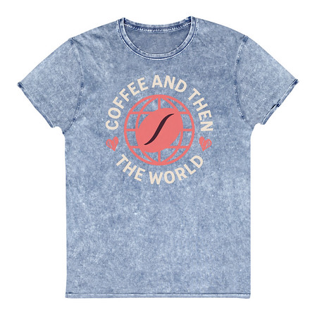 [ID: 462-G393] Coffee and Then The World - Earth Unisex Denim T-Shirt
