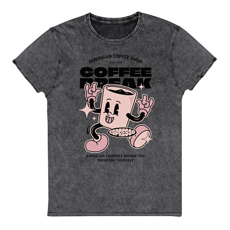 [ID: 462-G395] Coffee Break Mascot Unisex Denim T-Shirt