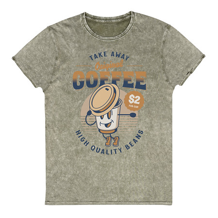 [ID: 462-G398] Coffee Cup - Comics Mascot Unisex Denim T-Shirt