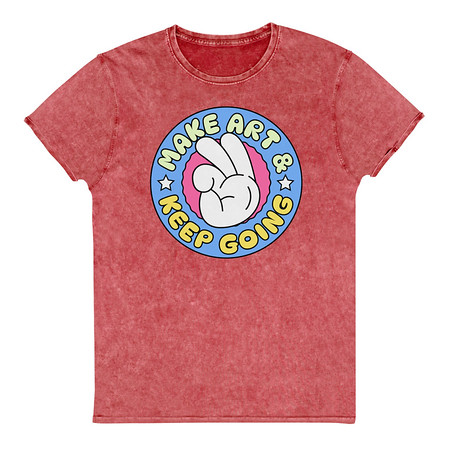 [ID: 462-G408] Colorful Fun Retro Style Badge Unisex Denim T-Shirt