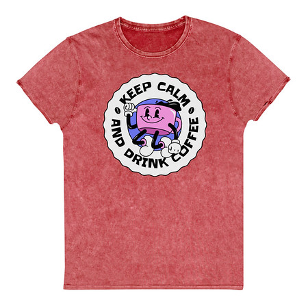 [ID: 462-G409] Colorful Fun Retro Style Coffee Quote Unisex Denim T-Shirt