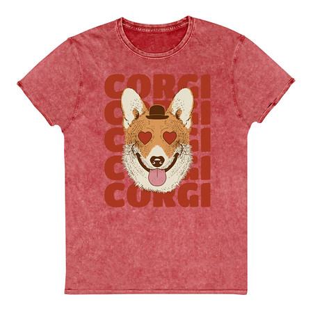 [ID: 462-G421] Corgi Loves - Cute Dog Unisex Denim T-Shirt
