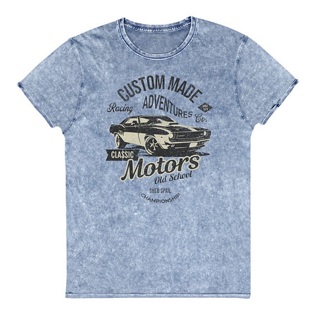 [ID: 462-G444] Custom Made Adventures Motors Old School Unisex Denim T-Shirt