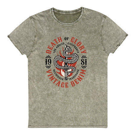 [ID: 462-G480] Death or Glory - Sword Snake Unisex Denim T-Shirt