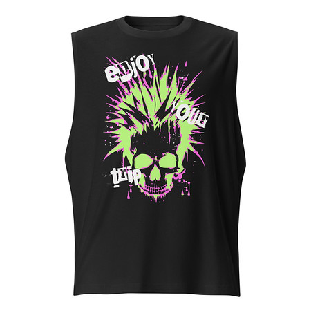 [ID: 365-G3] 'Enjoy Your Trip' Punk Skull Unisex Muscle Shirt