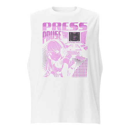 [ID: 365-G4] 'Press Pause' Anime Gaming Unisex Muscle Shirt
