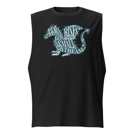 [ID: 365-G16] A Dragon Rises - Typographic Lettering Unisex Muscle Shirt
