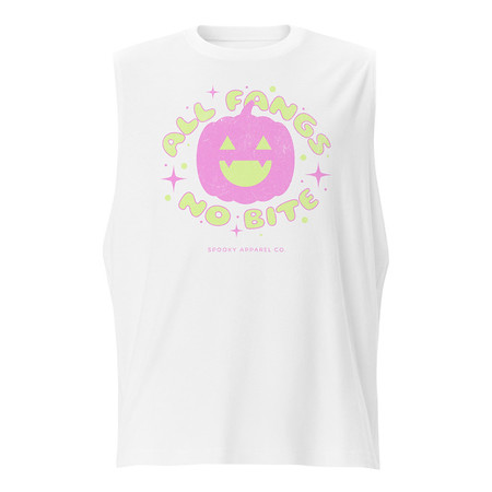 [ID: 365-G44] All Fangs No Bite - Halloween Unisex Muscle Shirt