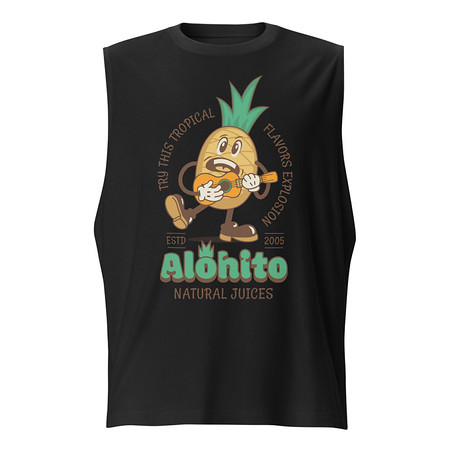 [ID: 365-G54] Alohito Natural Juices - Pineapple Mascot Unisex Muscle Shirt