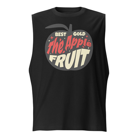 [ID: 365-G97] Apple Fruit - Typographic Lettering Unisex Muscle Shirt