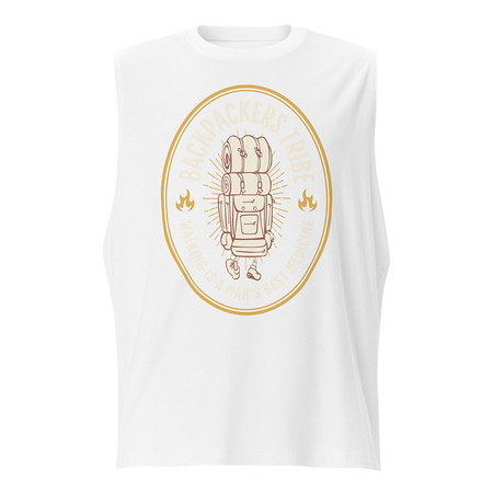 [ID: 365-G125] Backpackers Tribe - Adventure Badge Unisex Muscle Shirt