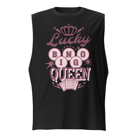 [ID: 365-G209] Bingo Queen - Retro Crown Unisex Muscle Shirt