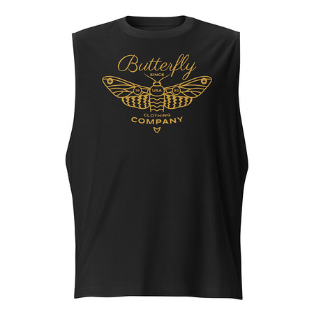 [ID: 365-G240] Blue Butterfly - Minimal Unisex Muscle Shirt