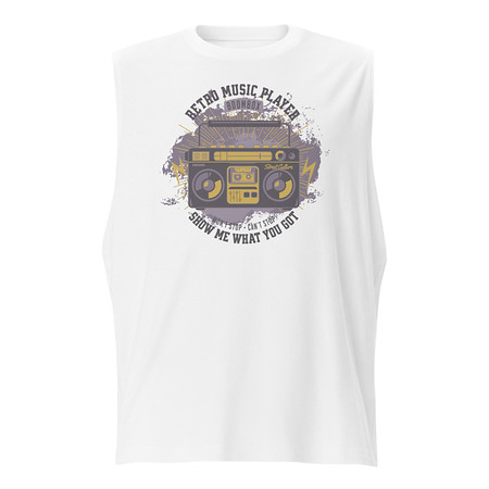[ID: 365-G253] Boombox Music Player - Retro Unisex Muscle Shirt