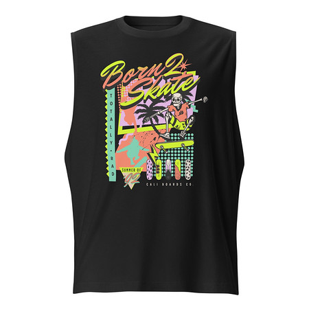 [ID: 365-G256] Born 2 Skate - Retro Skeleton Unisex Muscle Shirt
