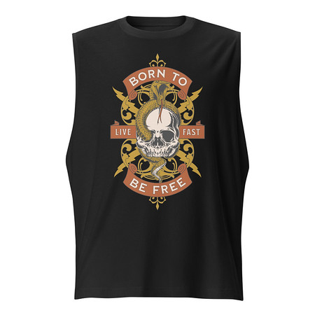 [ID: 365-G259] Born To Be Free - Skull Unisex Muscle Shirt