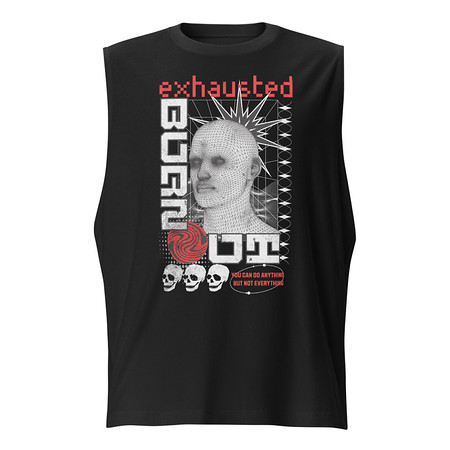 [ID: 365-G298] Burn Out - Futuristic 3D Head Unisex Muscle Shirt