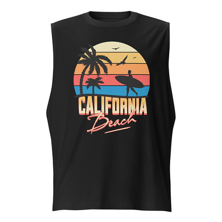 [ID: 365-G312] California Beach - Retro Surf Unisex Muscle Shirt