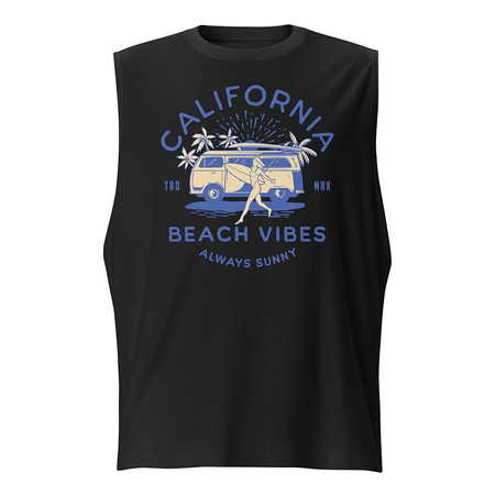 [ID: 365-G314] California Beach Vibes - Retro Camper Van Unisex Muscle Shirt