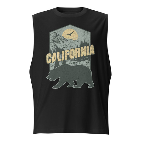 [ID: 365-G315] California Bear - Outdoors Wilderness Camping Hiking Unisex Muscle Shirt