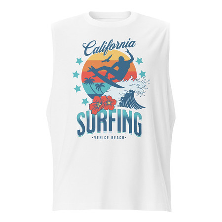 [ID: 365-G318] California Surfing - Palm Beach Unisex Muscle Shirt