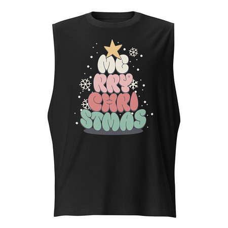 [ID: 365-G334] Cartoony Christmas Tree Unisex Muscle Shirt
