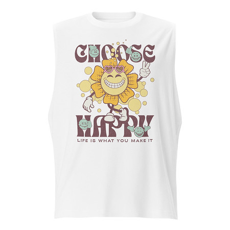 [ID: 365-G371] Choose Happy Unisex Muscle Shirt