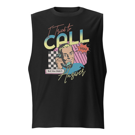 [ID: 365-G383] Classic Retro Illustrative Portrait Men Calling Unisex Muscle Shirt