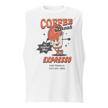 [ID: 365-G394] Coffee Break Cartoon Retro 90s  Unisex Muscle Shirt