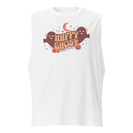 [ID: 365-G452] Cute Happy Ghost Unisex Muscle Shirt