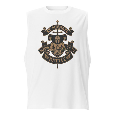 [ID: 365-G484] Defend us in battle - Knight with sword Unisex Muscle Shirt